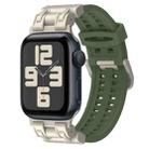 For Apple Watch SE 2023 44mm Mecha Two Claw Silicone Watch Band(Forest Green) - 1