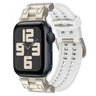For Apple Watch SE 2023 44mm Mecha Two Claw Silicone Watch Band(White) - 1