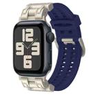 For Apple Watch SE 2023 44mm Mecha Two Claw Silicone Watch Band(Midnight Blue) - 1