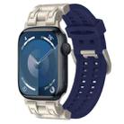 For Apple Watch Series 9 45mm Mecha Two Claw Silicone Watch Band(Midnight Blue) - 1