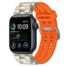 For Apple Watch SE 2022 44mm Mecha Two Claw Silicone Watch Band(Orange) - 1