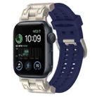 For Apple Watch SE 2022 44mm Mecha Two Claw Silicone Watch Band(Midnight Blue) - 1