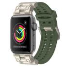 For Apple Watch Series 3 42mm Mecha Two Claw Silicone Watch Band(Forest Green) - 1