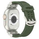 For Apple Watch Series 3 42mm Mecha Two Claw Silicone Watch Band(Forest Green) - 2