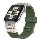 For Apple Watch SE 2023 44mm Metal Mecha Plaid Silicone Watch Band(Forest Green) - 1