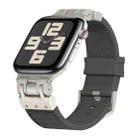 For Apple Watch SE 2023 44mm Metal Mecha Plaid Silicone Watch Band(Dark Gray) - 1
