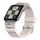 For Apple Watch SE 2023 44mm Metal Mecha Plaid Silicone Watch Band(Starlight) - 1