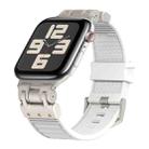 For Apple Watch SE 2023 44mm Metal Mecha Plaid Silicone Watch Band(White) - 1