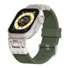 For Apple Watch Ultra 2 49mm Metal Mecha Plaid Silicone Watch Band(Forest Green) - 1
