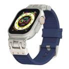 For Apple Watch Ultra 2 49mm Metal Mecha Plaid Silicone Watch Band(Midnight Blue) - 1