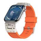 For Apple Watch Series 9 45mm Metal Mecha Plaid Silicone Watch Band(Orange) - 1
