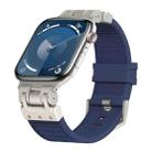 For Apple Watch Series 9 45mm Metal Mecha Plaid Silicone Watch Band(Midnight Blue) - 1