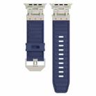 For Apple Watch Series 9 45mm Metal Mecha Plaid Silicone Watch Band(Midnight Blue) - 2