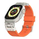 For Apple Watch Ultra 49mm Metal Mecha Plaid Silicone Watch Band(Orange) - 1
