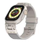 For Apple Watch Ultra 49mm Metal Mecha Plaid Silicone Watch Band(Cloud Gray) - 1