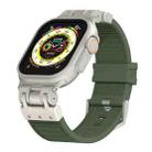 For Apple Watch Ultra 49mm Metal Mecha Plaid Silicone Watch Band(Forest Green) - 1