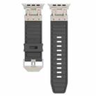 For Apple Watch Ultra 49mm Metal Mecha Plaid Silicone Watch Band(Dark Gray) - 2