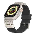 For Apple Watch Ultra 49mm Metal Mecha Plaid Silicone Watch Band(Black) - 1