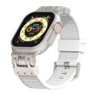 For Apple Watch Ultra 49mm Metal Mecha Plaid Silicone Watch Band(White) - 1