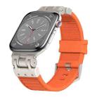 For Apple Watch Series 8 45mm Metal Mecha Plaid Silicone Watch Band(Orange) - 1