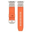 For Apple Watch Series 8 45mm Metal Mecha Plaid Silicone Watch Band(Orange) - 2