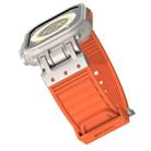 For Apple Watch Series 8 45mm Metal Mecha Plaid Silicone Watch Band(Orange) - 3