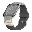 For Apple Watch Series 8 45mm Metal Mecha Plaid Silicone Watch Band(Dark Gray) - 1