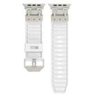 For Apple Watch Series 8 45mm Metal Mecha Plaid Silicone Watch Band(White) - 2