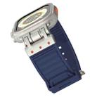 For Apple Watch Series 8 45mm Metal Mecha Plaid Silicone Watch Band(Midnight Blue) - 3