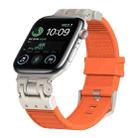 For Apple Watch SE 2022 44mm Metal Mecha Plaid Silicone Watch Band(Orange) - 1