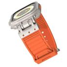 For Apple Watch SE 2022 44mm Metal Mecha Plaid Silicone Watch Band(Orange) - 3