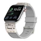 For Apple Watch SE 2022 44mm Metal Mecha Plaid Silicone Watch Band(Cloud Gray) - 1