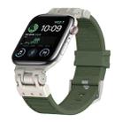 For Apple Watch SE 2022 44mm Metal Mecha Plaid Silicone Watch Band(Forest Green) - 1