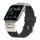 For Apple Watch SE 2022 44mm Metal Mecha Plaid Silicone Watch Band(Black) - 1