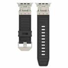 For Apple Watch SE 2022 44mm Metal Mecha Plaid Silicone Watch Band(Black) - 2