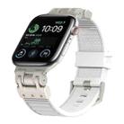 For Apple Watch SE 2022 44mm Metal Mecha Plaid Silicone Watch Band(White) - 1