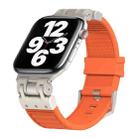 For Apple Watch Series 7 45mm Metal Mecha Plaid Silicone Watch Band(Orange) - 1