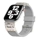 For Apple Watch Series 7 45mm Metal Mecha Plaid Silicone Watch Band(Cloud Gray) - 1