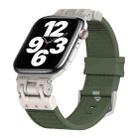 For Apple Watch Series 7 45mm Metal Mecha Plaid Silicone Watch Band(Forest Green) - 1