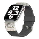For Apple Watch Series 7 45mm Metal Mecha Plaid Silicone Watch Band(Dark Gray) - 1