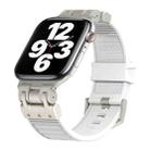 For Apple Watch Series 7 45mm Metal Mecha Plaid Silicone Watch Band(White) - 1