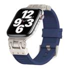 For Apple Watch Series 7 45mm Metal Mecha Plaid Silicone Watch Band(Midnight Blue) - 1