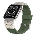 For Apple Watch Series 6 44mm Metal Mecha Plaid Silicone Watch Band(Forest Green) - 1