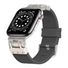 For Apple Watch Series 6 44mm Metal Mecha Plaid Silicone Watch Band(Dark Gray) - 1