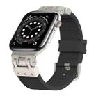 For Apple Watch Series 6 44mm Metal Mecha Plaid Silicone Watch Band(Black) - 1