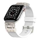 For Apple Watch Series 6 44mm Metal Mecha Plaid Silicone Watch Band(White) - 1