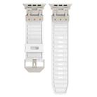 For Apple Watch Series 6 44mm Metal Mecha Plaid Silicone Watch Band(White) - 2