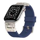 For Apple Watch Series 6 44mm Metal Mecha Plaid Silicone Watch Band(Midnight Blue) - 1