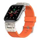 For Apple Watch Series 5 44mm Metal Mecha Plaid Silicone Watch Band(Orange) - 1