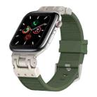 For Apple Watch Series 5 44mm Metal Mecha Plaid Silicone Watch Band(Forest Green) - 1